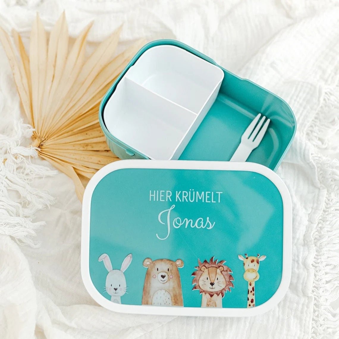 MEPAL Brotdose personalisiert mit Bento Einsatz - Tiere unten Aquarell - wunderwunsch