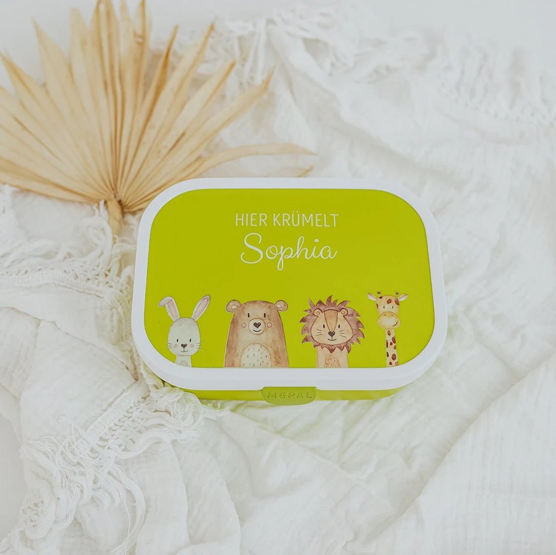 MEPAL Brotdose personalisiert mit Bento Einsatz - Tiere unten Aquarell - wunderwunsch