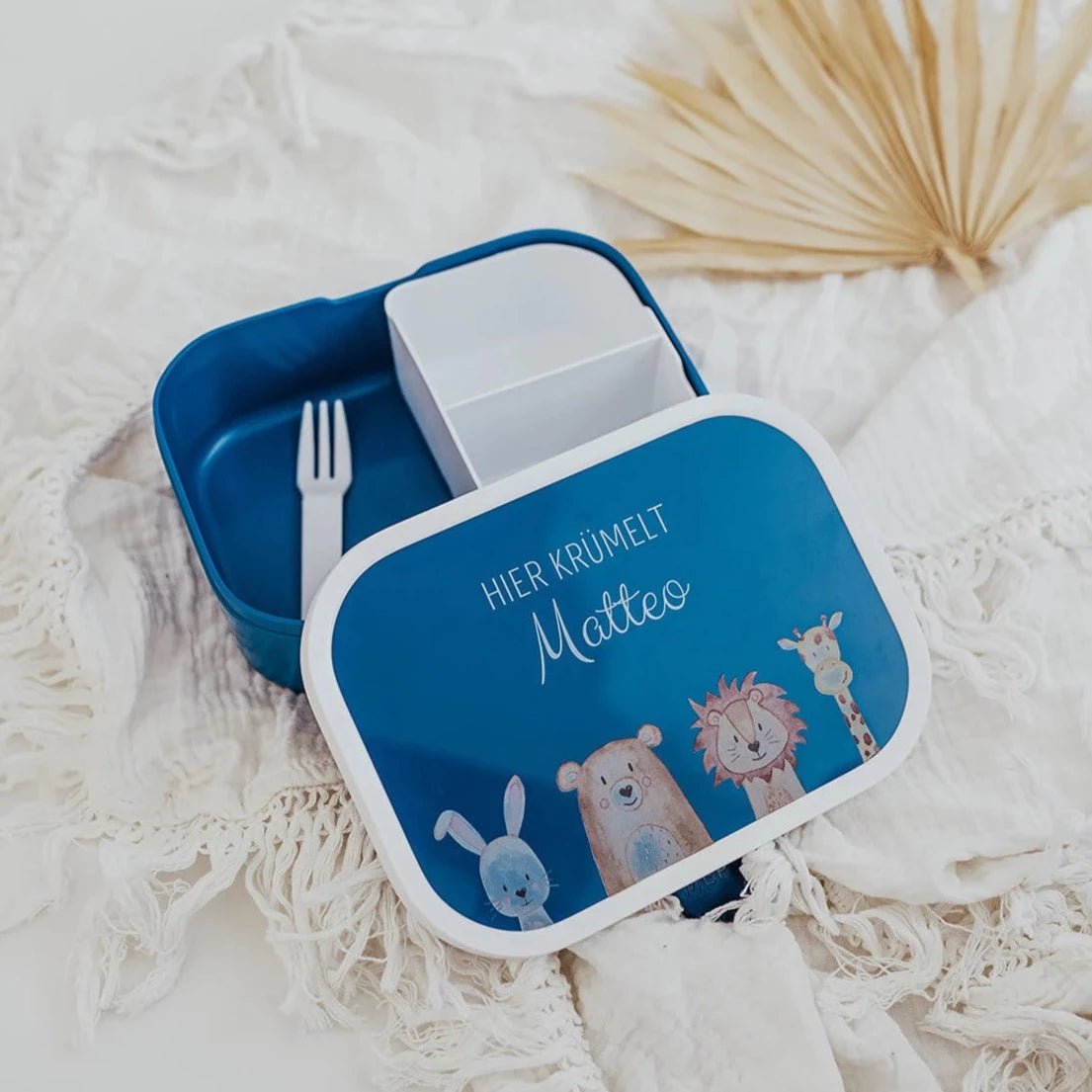 MEPAL Brotdose personalisiert mit Bento Einsatz - Tiere unten Aquarell - wunderwunsch