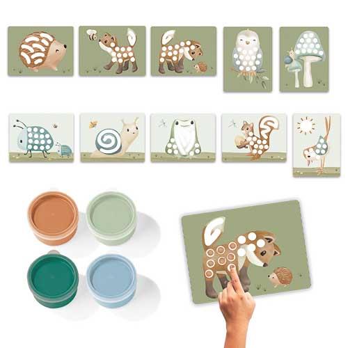 LITTLE DUTCH Fingerfarben Set - Forest Friends blau