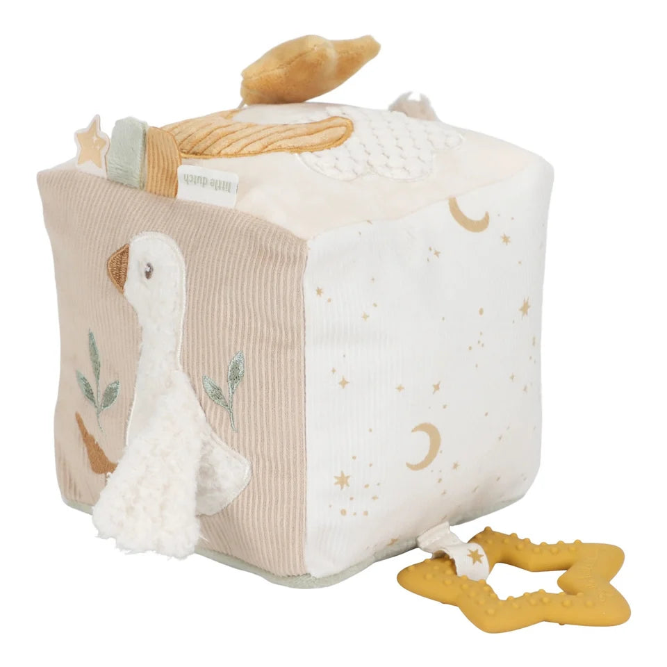 LITTLE DUTCH Stoff Aktivitäten Spielwürfel - Beige - Newborn Naturals