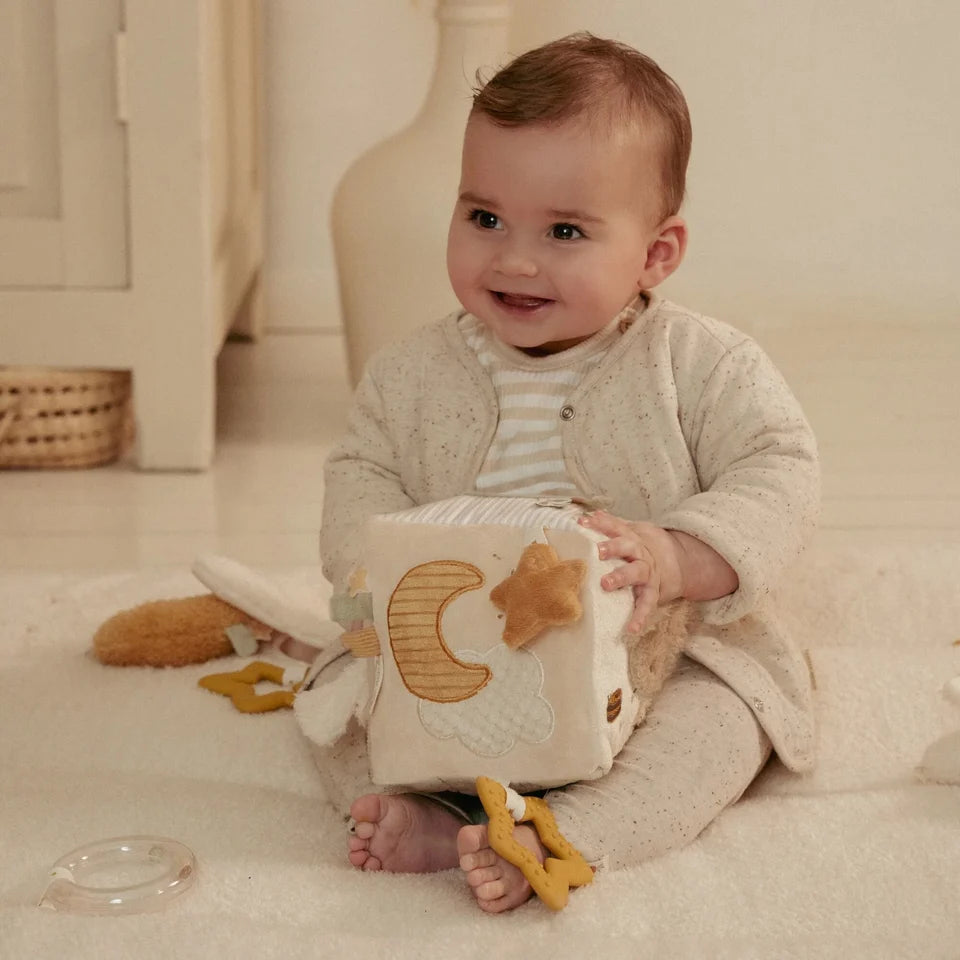 LITTLE DUTCH Stoff Aktivitäten Spielwürfel - Beige - Newborn Naturals
