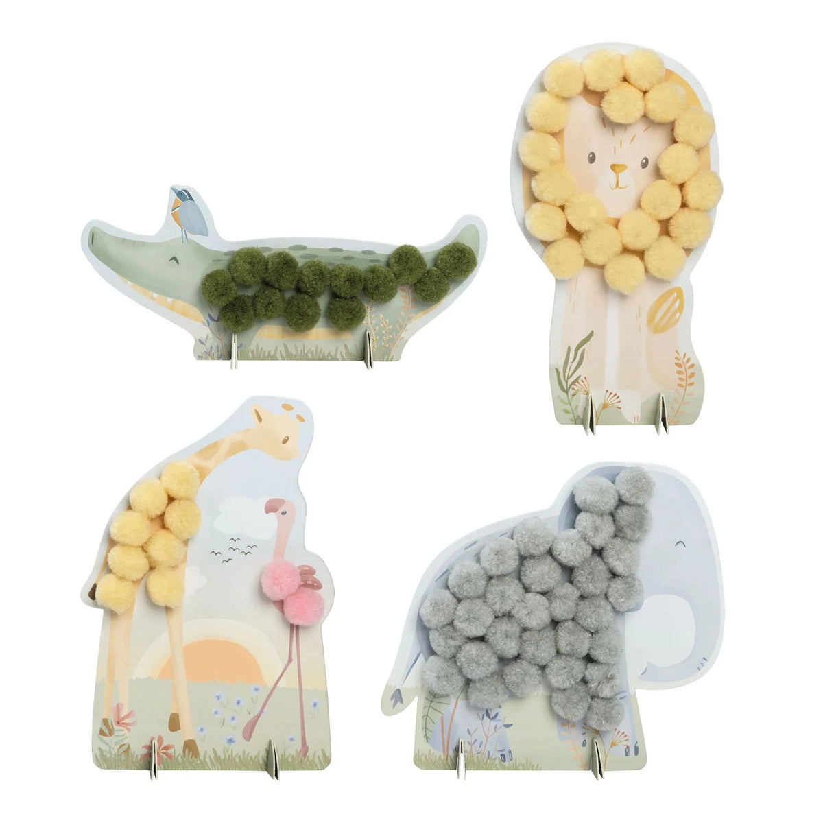 LITTLE DUTCH Bastelset Pompons - Safari Friends