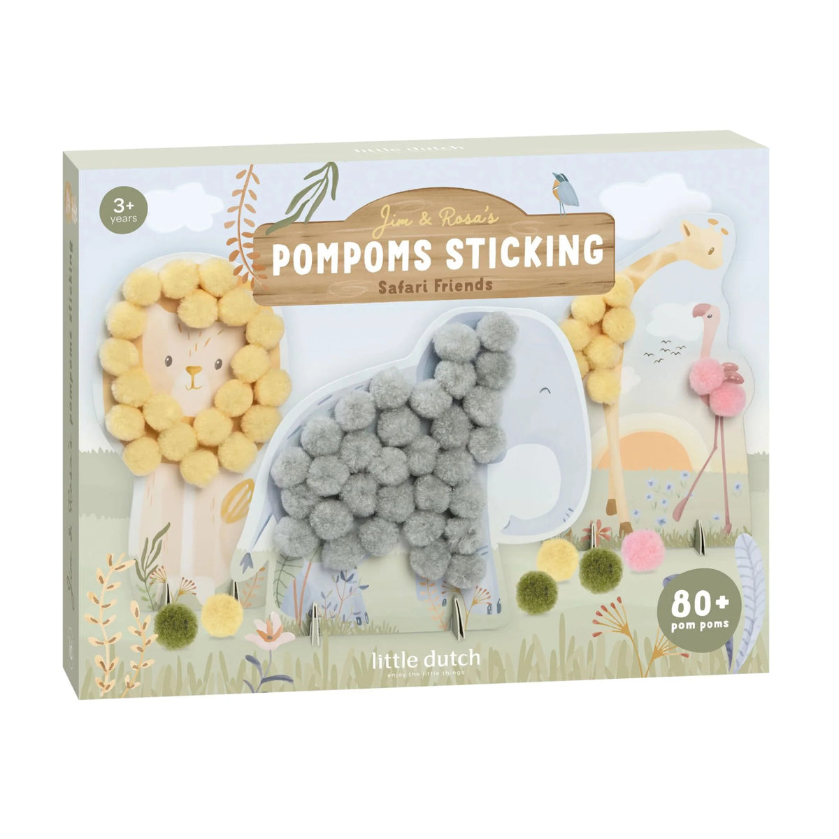 LITTLE DUTCH Bastelset Pompons - Safari Friends