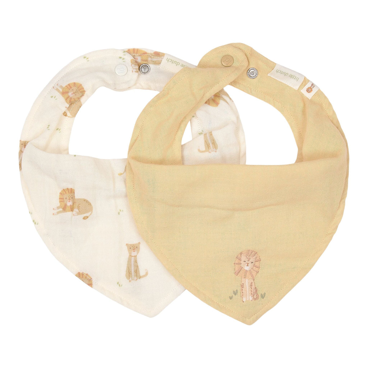 LITTLE DUTCH 2er-Pack Bandana-Lätzchen – Gelb – Safari Leo
