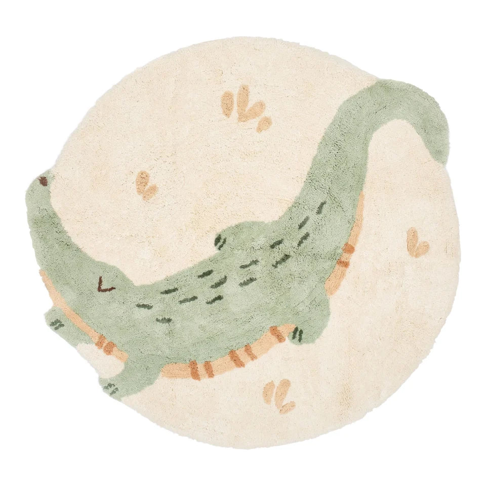 LITTLE DUTCH Krokodil-Teppich rund rutschfest - Safari Friends