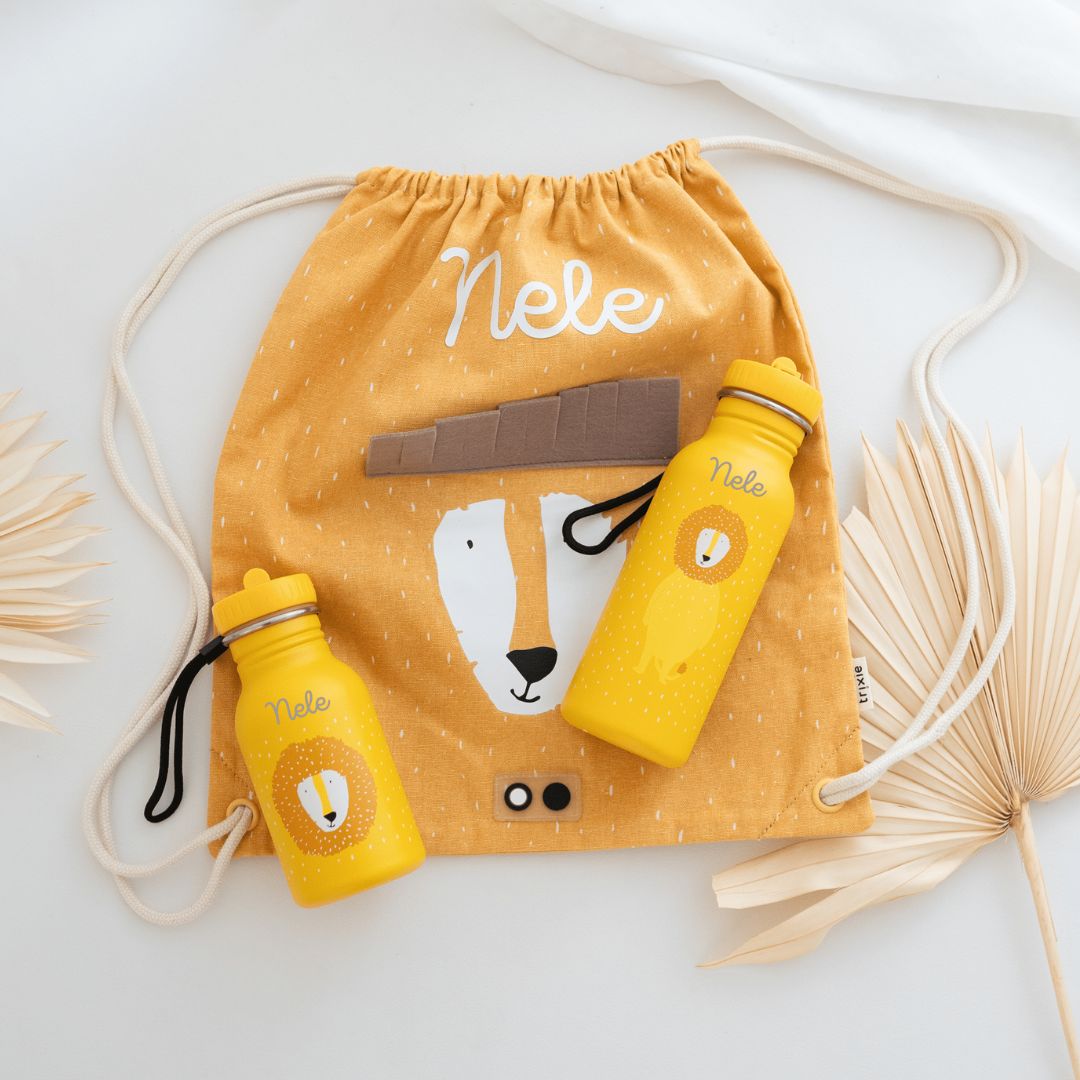 Trixie Turnbeutel und Trinkflasche personalisiert - Tiere