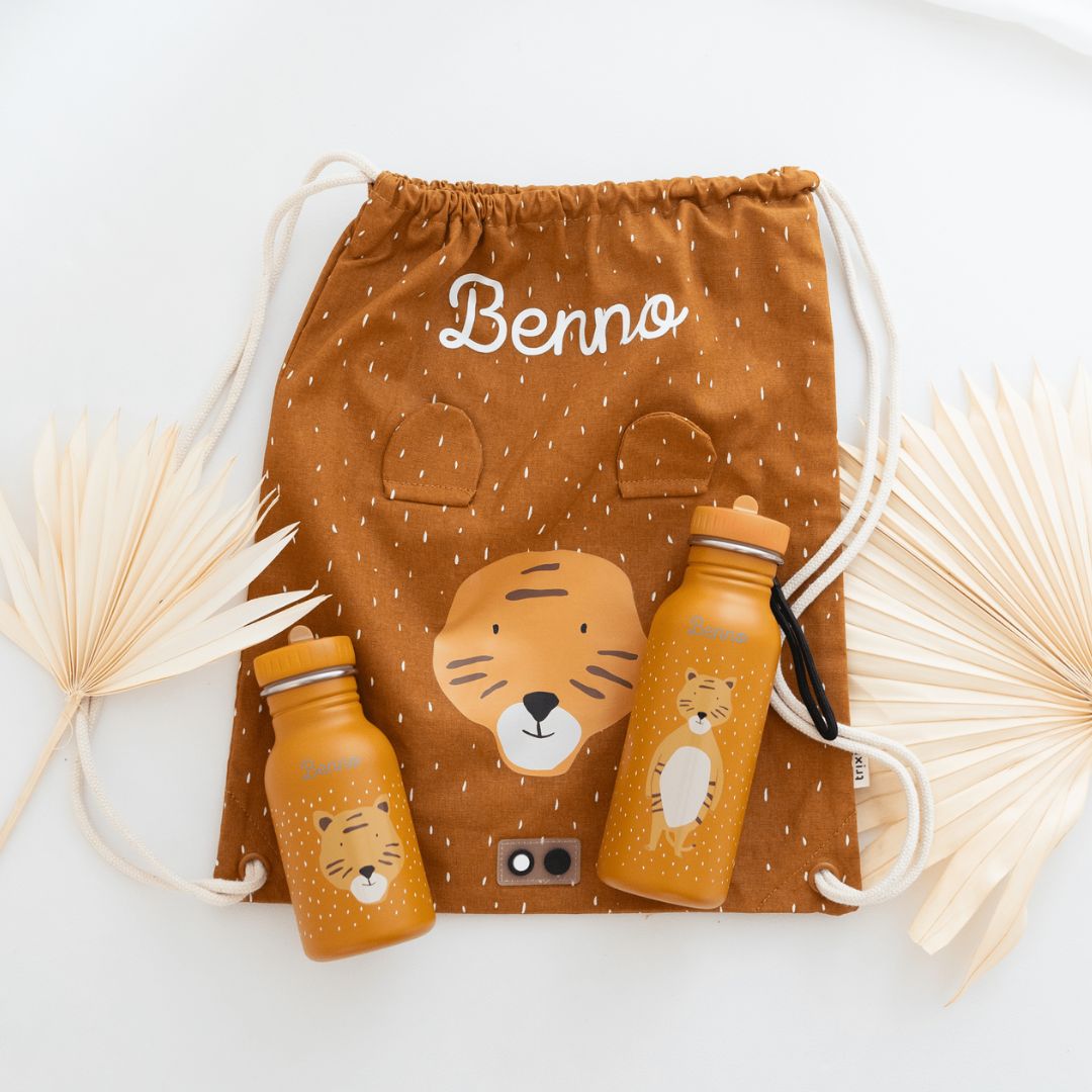Trixie Turnbeutel und Trinkflasche personalisiert - Tiere