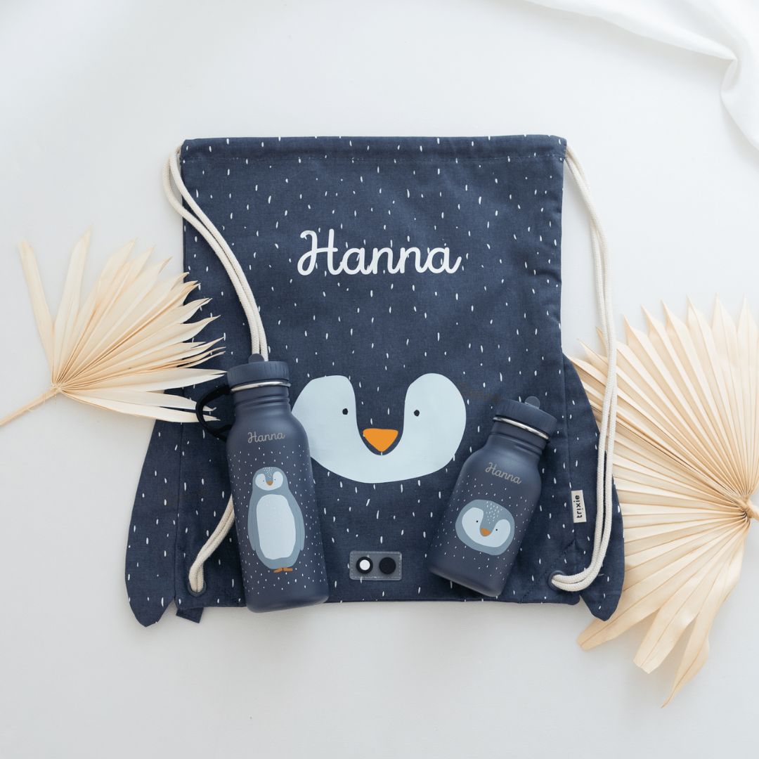 Trixie Turnbeutel und Trinkflasche personalisiert - Tiere