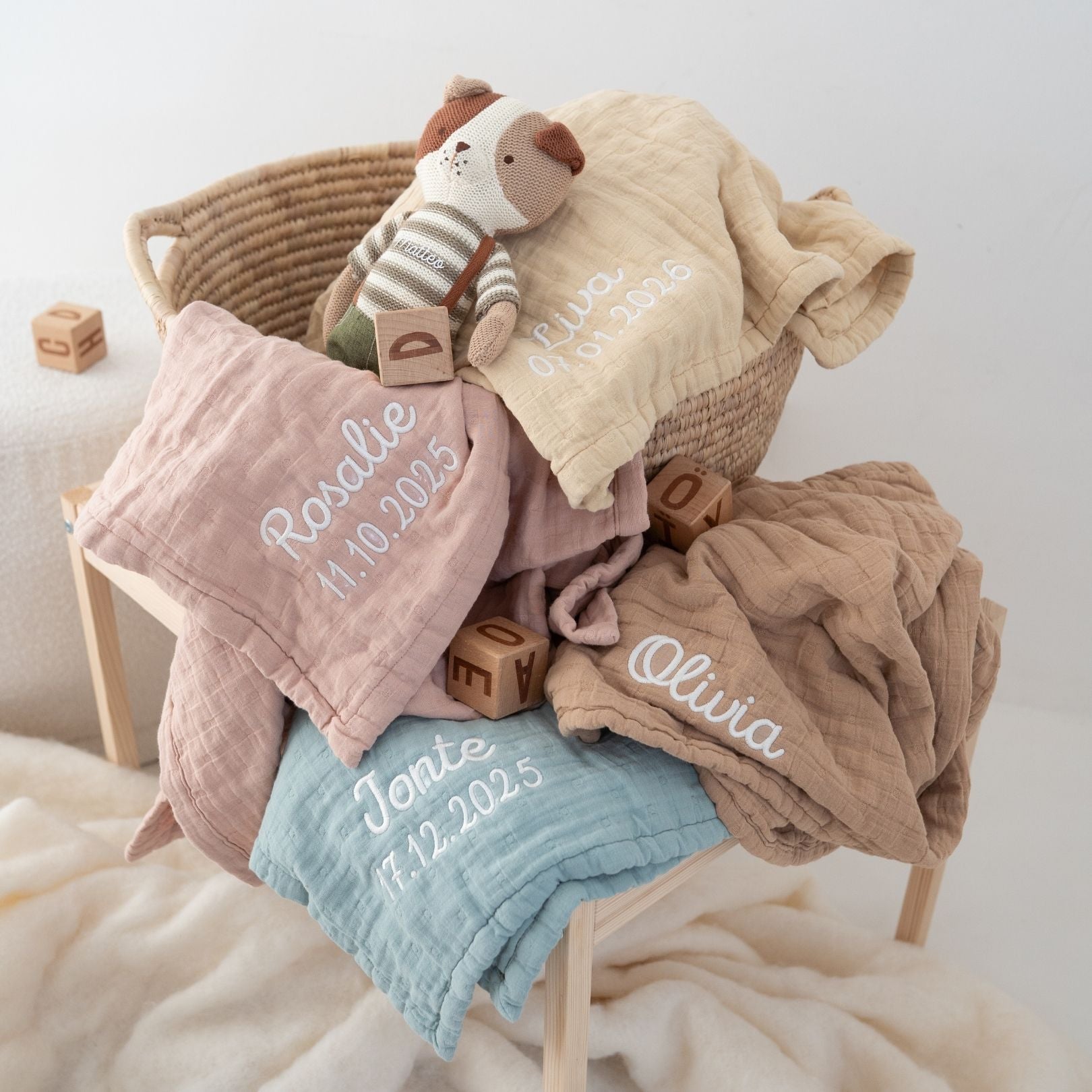 JOLLEIN Baby Musselin Mulldecke personalisiert