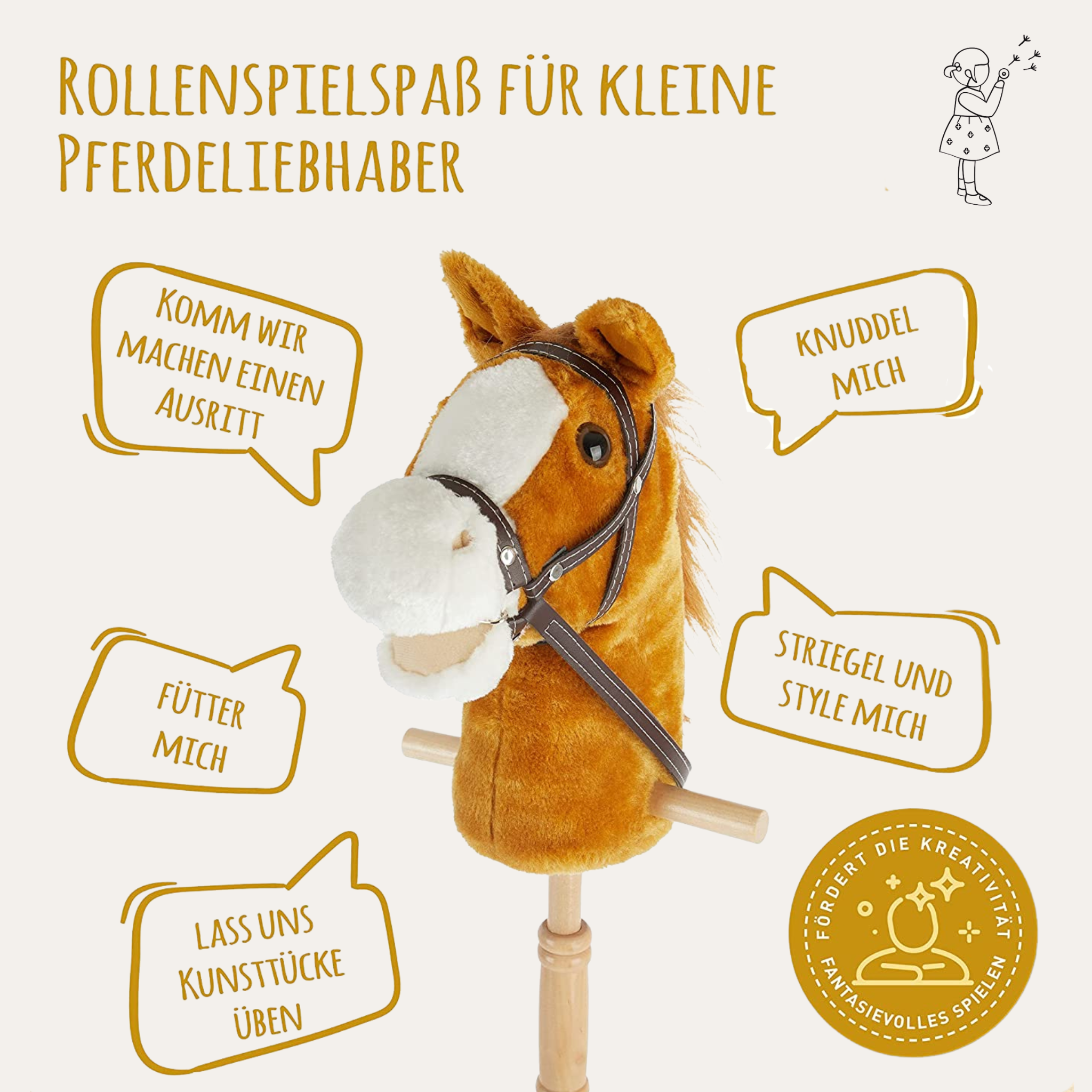 Steckenpferd braun/rosa personalisiert
