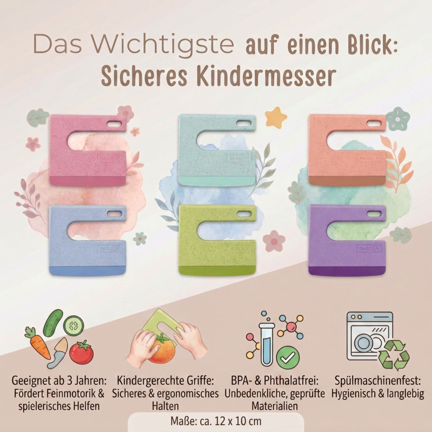 SKÅGFÄ buntes Montessori Kindermesser personalisierbar