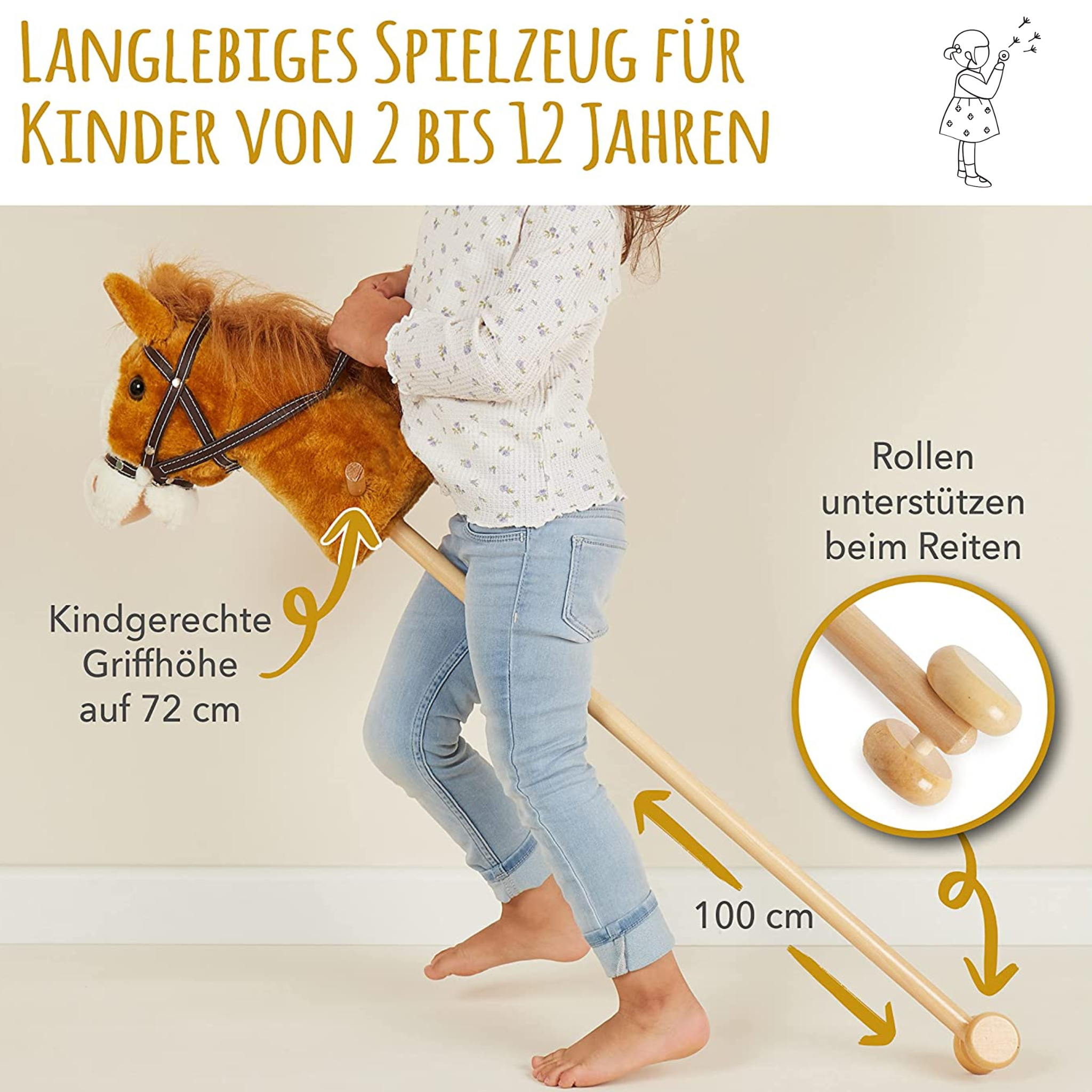 Steckenpferd braun/rosa personalisiert