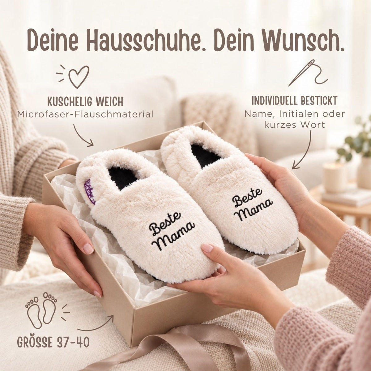Mikrowellen Hausschuhe personalisiert