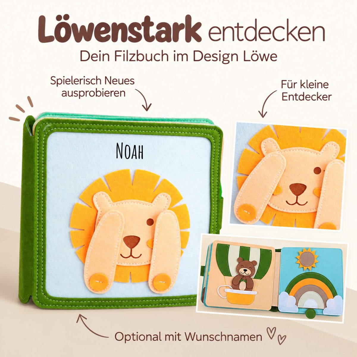 Montessori Beschäftigungsbuch aus Filz personalisiert