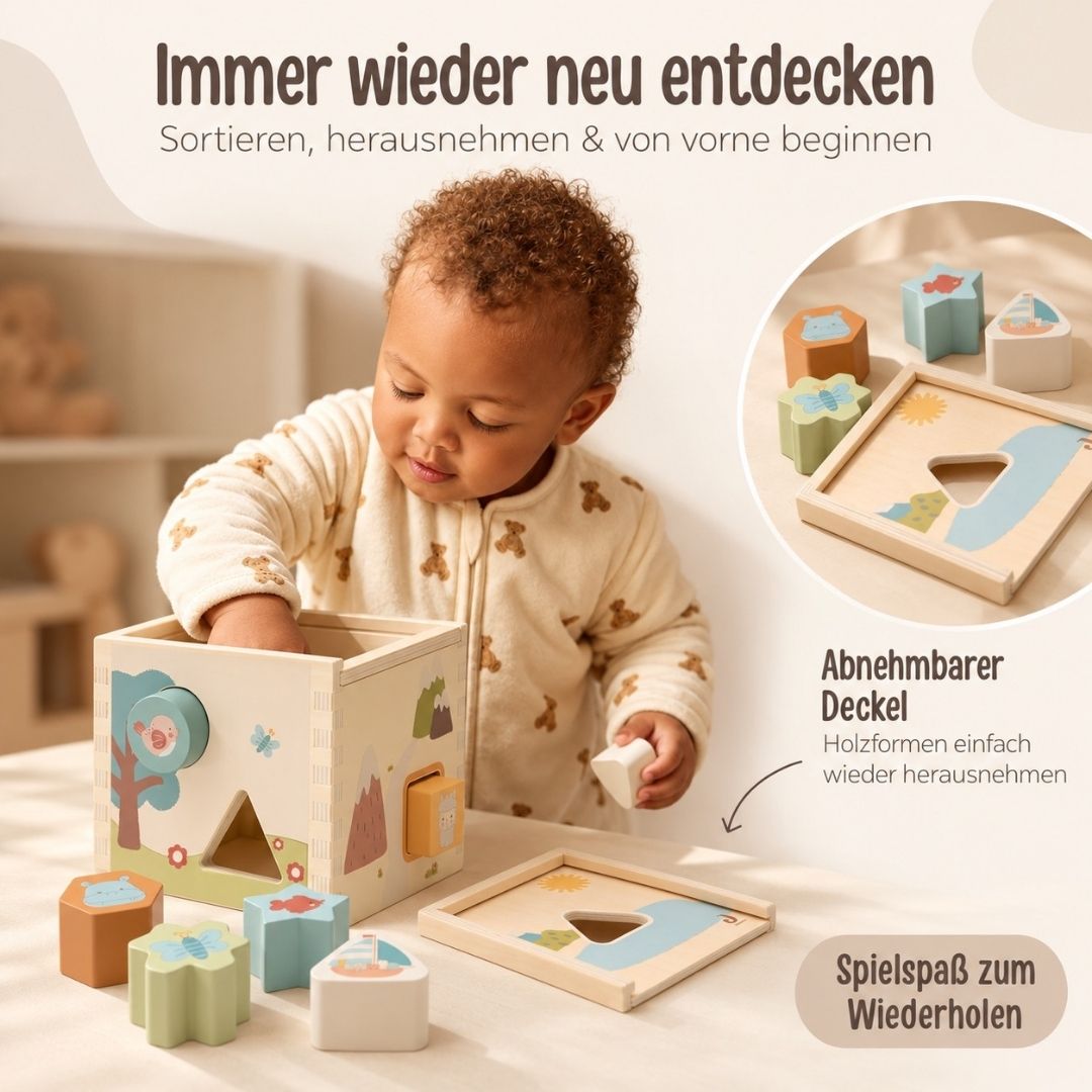 JOLLEIN Formen-Steckspiel aus Holz personalisiert - Tiere Jollies