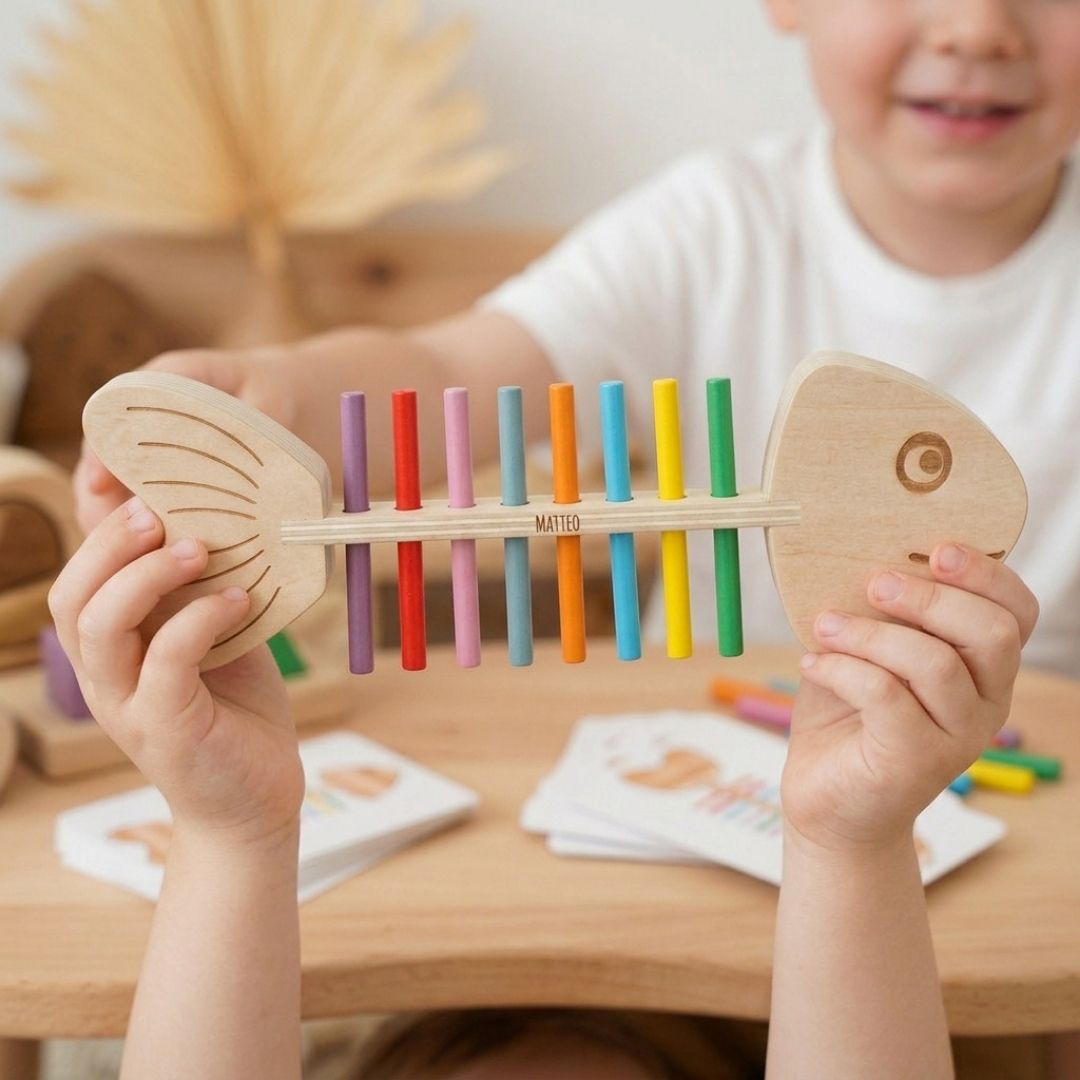 Fischpuzzle mit Farbsortierspiel personalisiert
