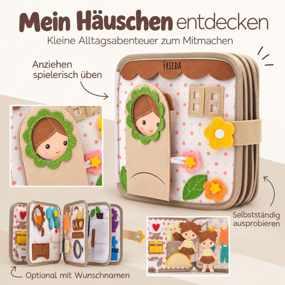 Montessori Beschäftigungsbuch aus Filz personalisiert