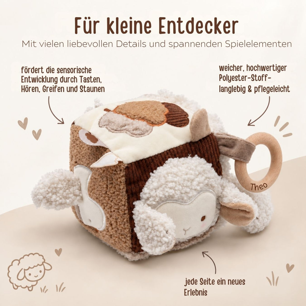 JOLLEIN Activity Stoffwürfel personalisiert - Schaf