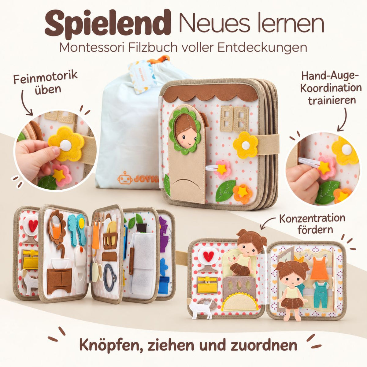 Montessori Beschäftigungsbuch aus Filz personalisiert