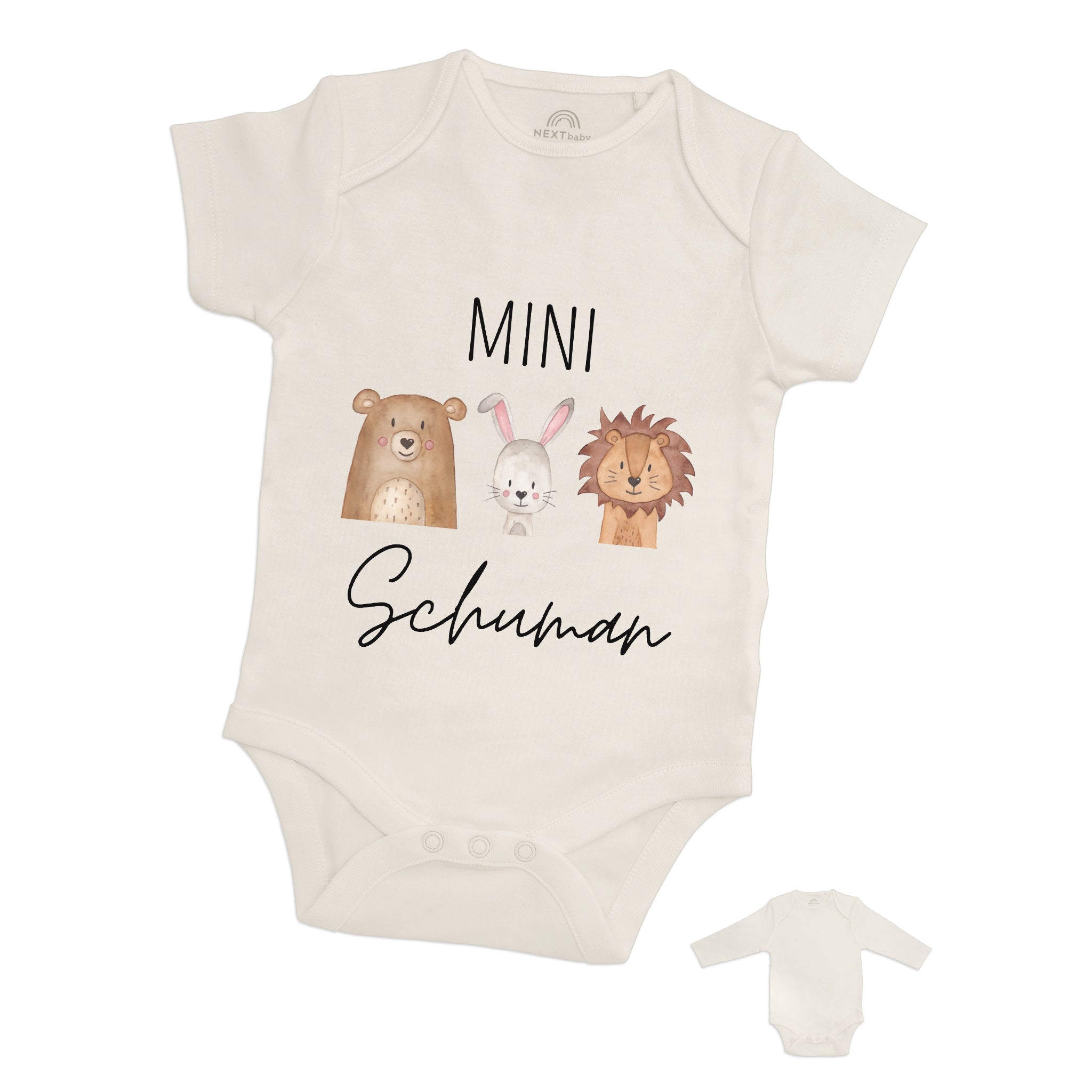Baby Body "Mini Nachname" Tiere personalisiert