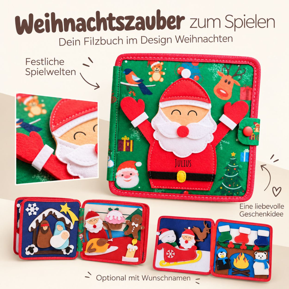 Montessori Beschäftigungsbuch aus Filz personalisiert