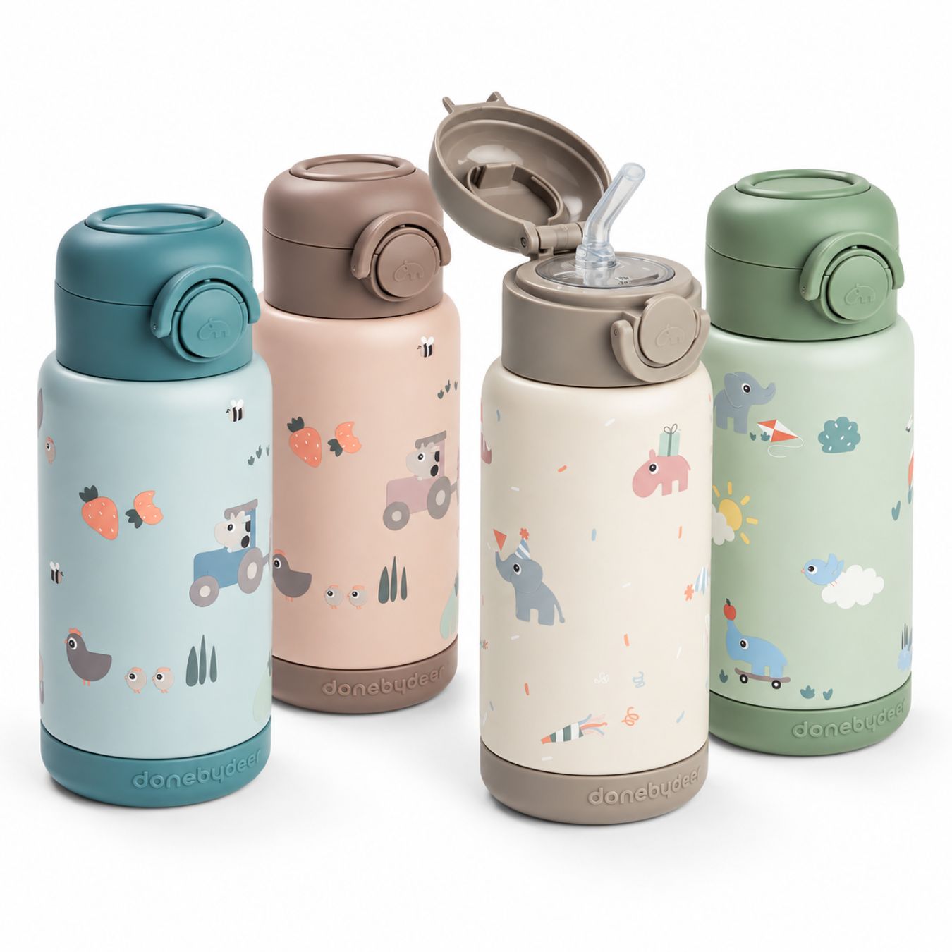DONEBYDEER Thermos Trinkflasche mit Strohhalm 340ml