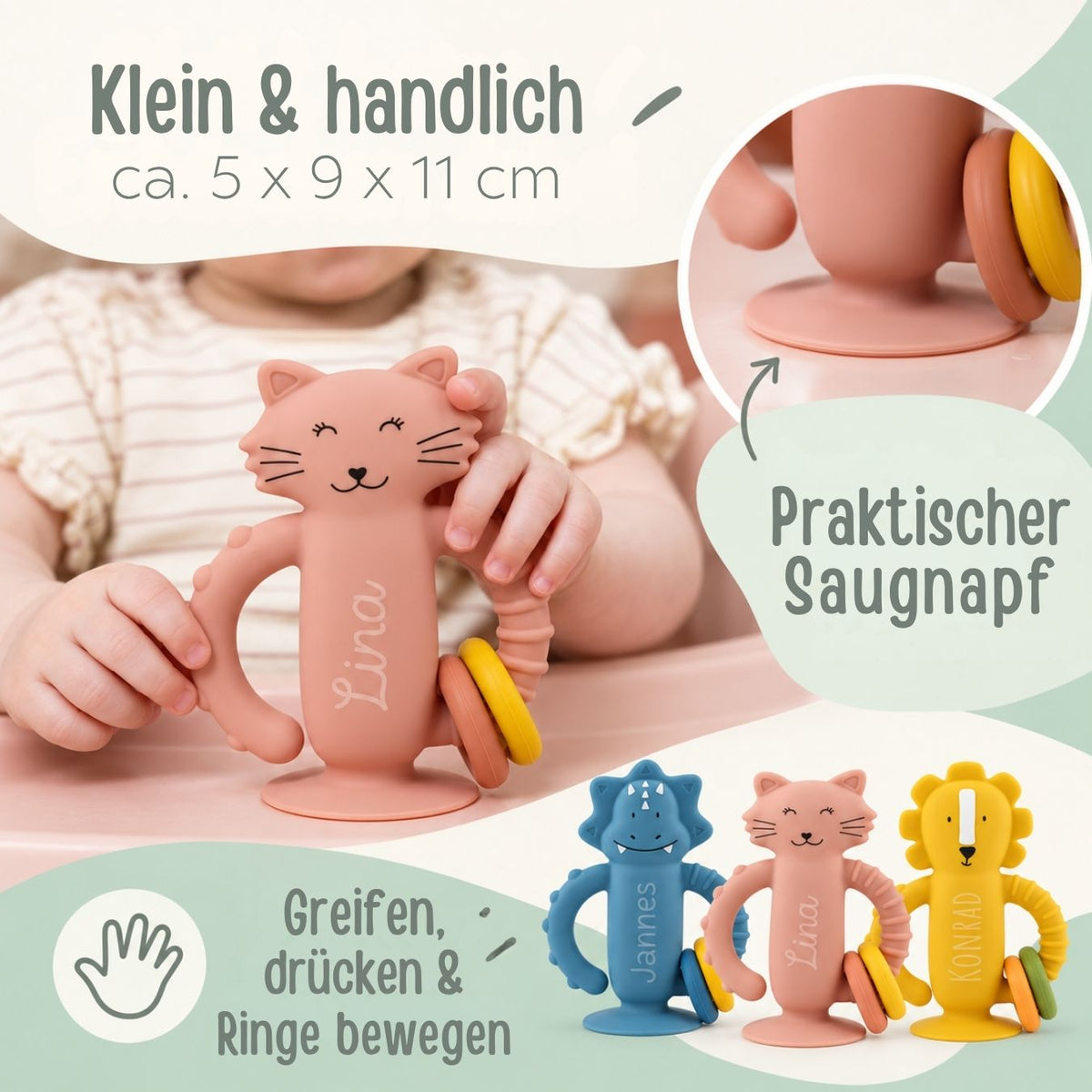 TRIXIE Sensorikspielzeug aus Silikon mit Saugnapf personalisiert