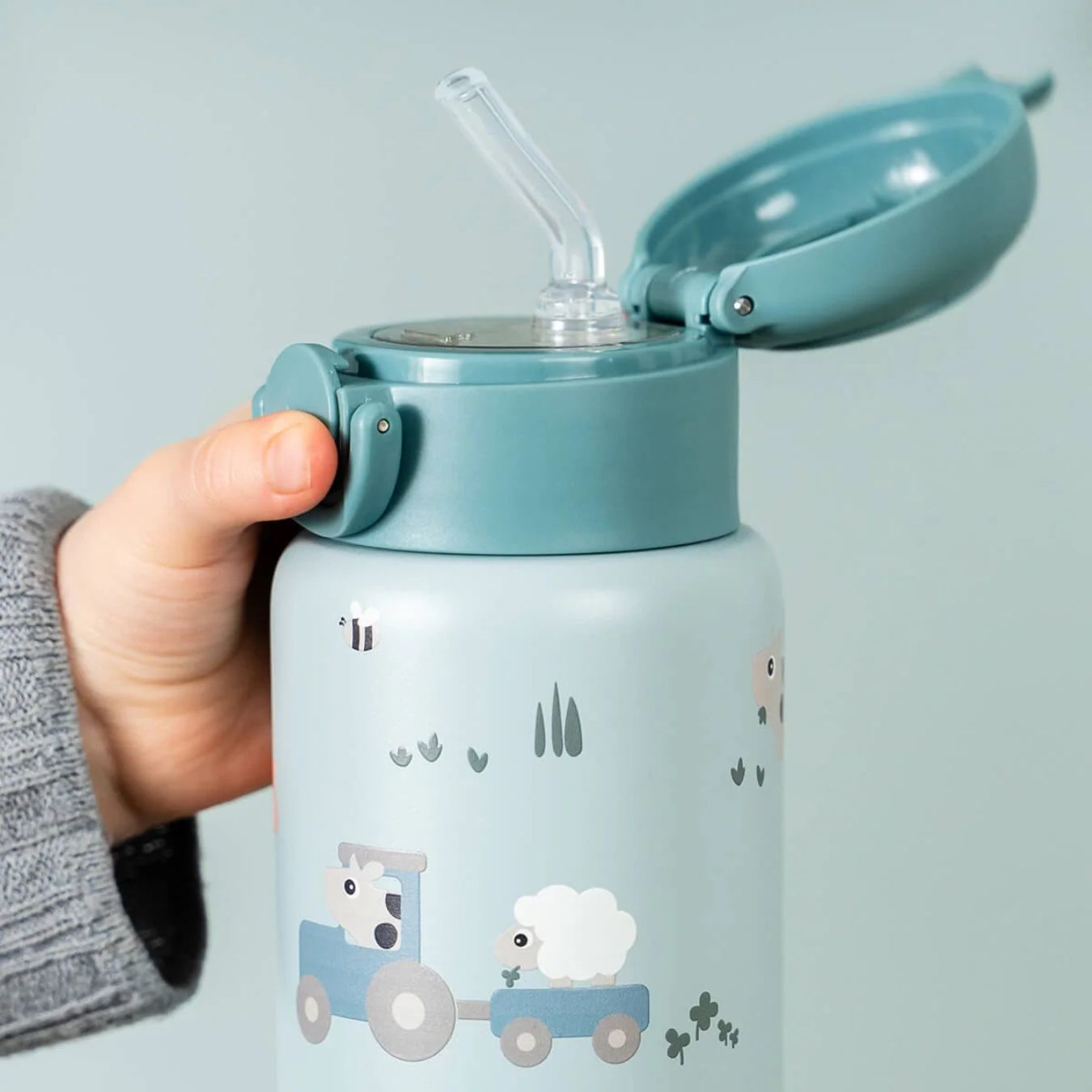 DONEBYDEER Thermos Trinkflasche mit Strohhalm 340ml