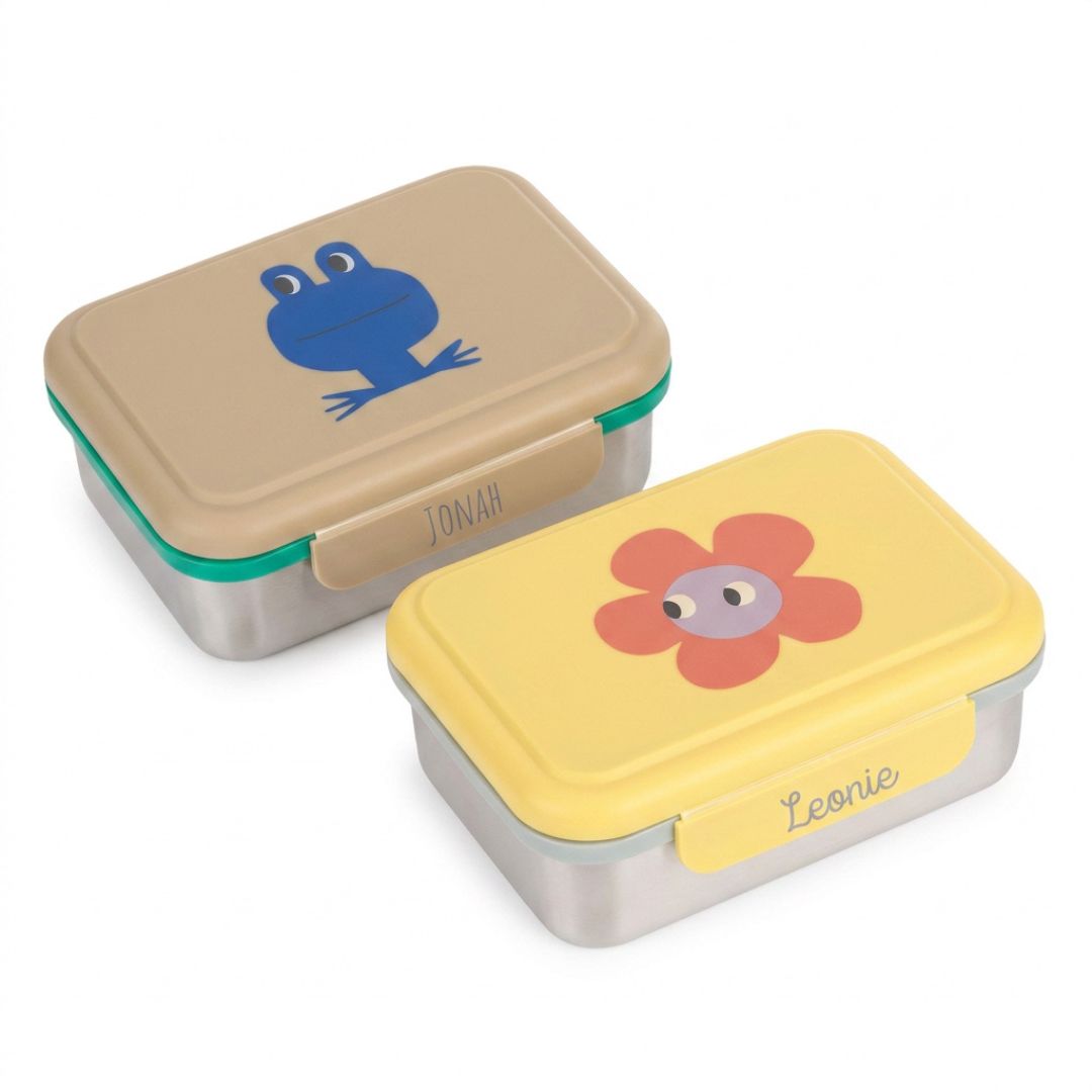 LÄSSIG Kinder Brotdose Edelstahl personalisiert - Happy Trails