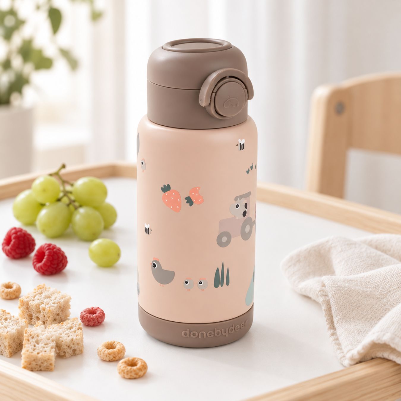 DONEBYDEER Thermos Trinkflasche mit Strohhalm 340ml