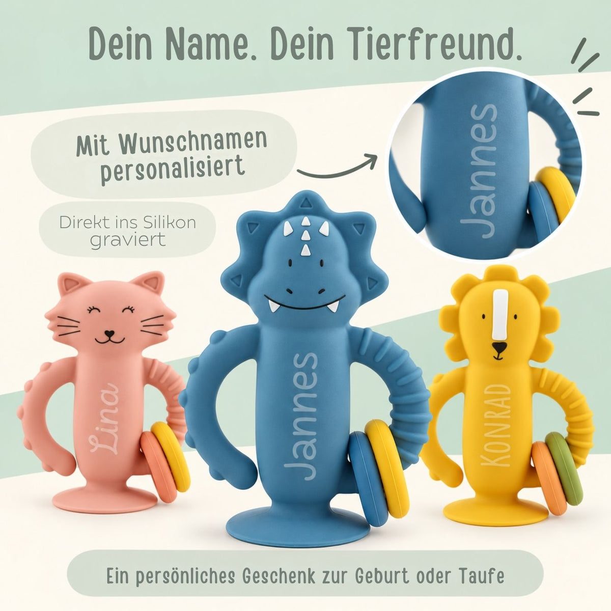 TRIXIE Sensorikspielzeug aus Silikon mit Saugnapf personalisiert