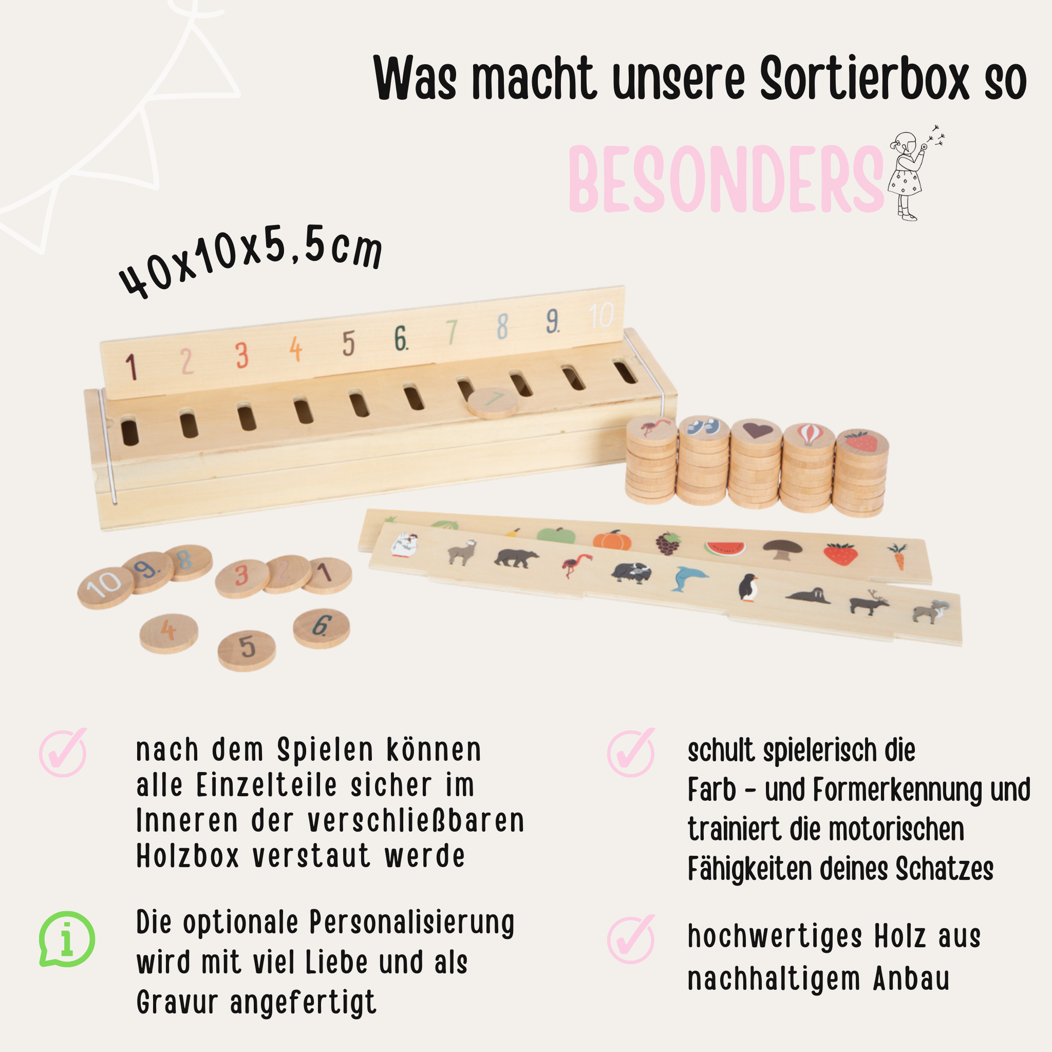 Bildersortierbox Holz personalisiert