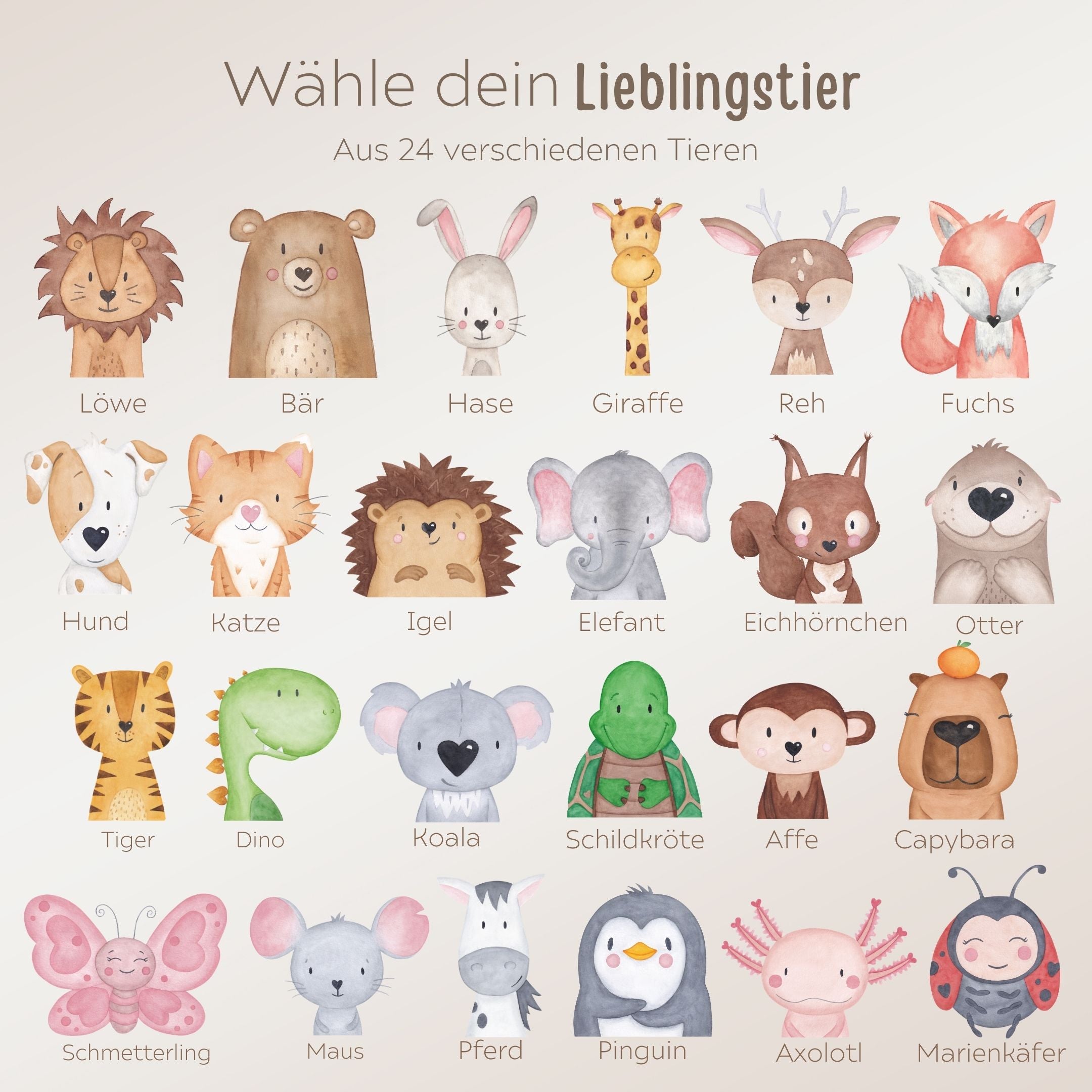 Erinnerungsbox Holz mit Wunschdaten – Tier Aquarell