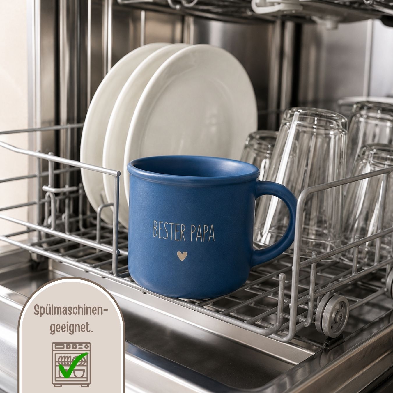 Kaffeetasse Keramik 300ml - Name und Herz