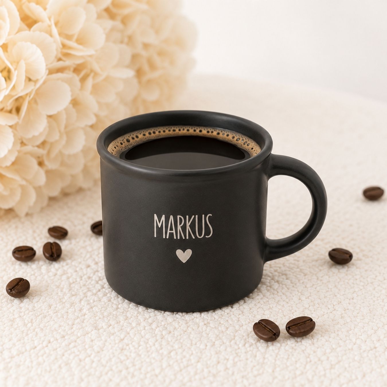 Kaffeetasse Keramik 300ml - Name und Herz