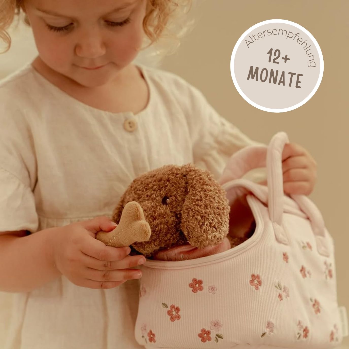 LITTLE DUTCH Kuschelhund in Tasche rosa