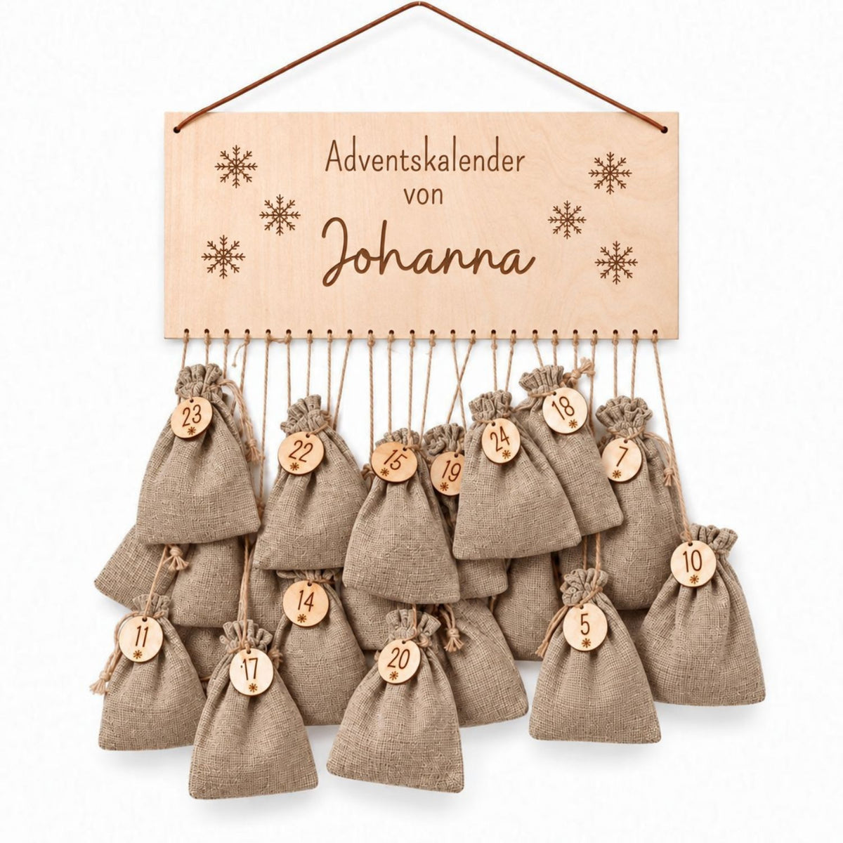 Adventskalender personalisiert - Schneeflocken Gravur