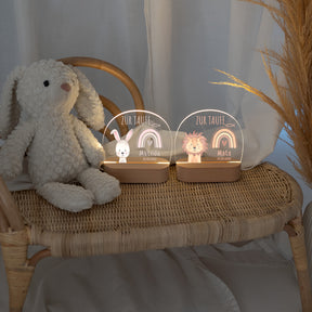 LED Nachtlicht Kinder personalisiert - Taufe Tier Aquarell