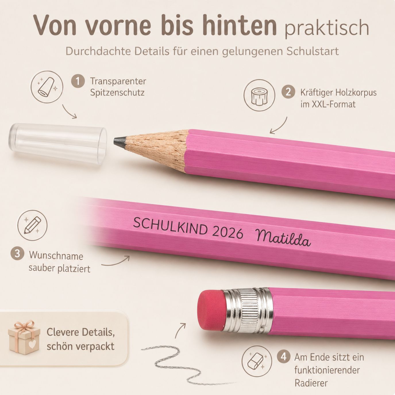 XXL Bleistift personalisiert - Schulkind 2026