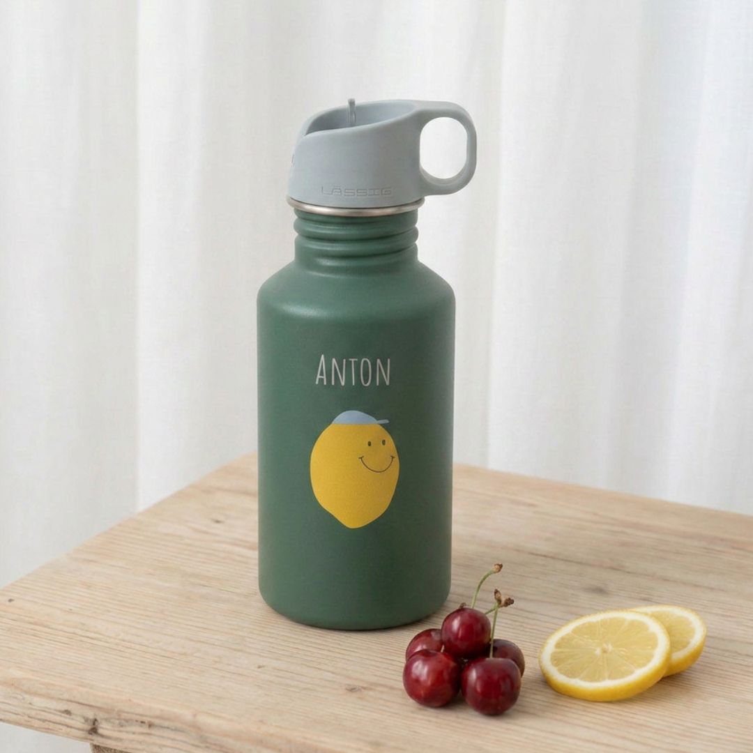 LÄSSIG Edelstahl Kinder Trinkflasche personalisiert - Happy Fruits