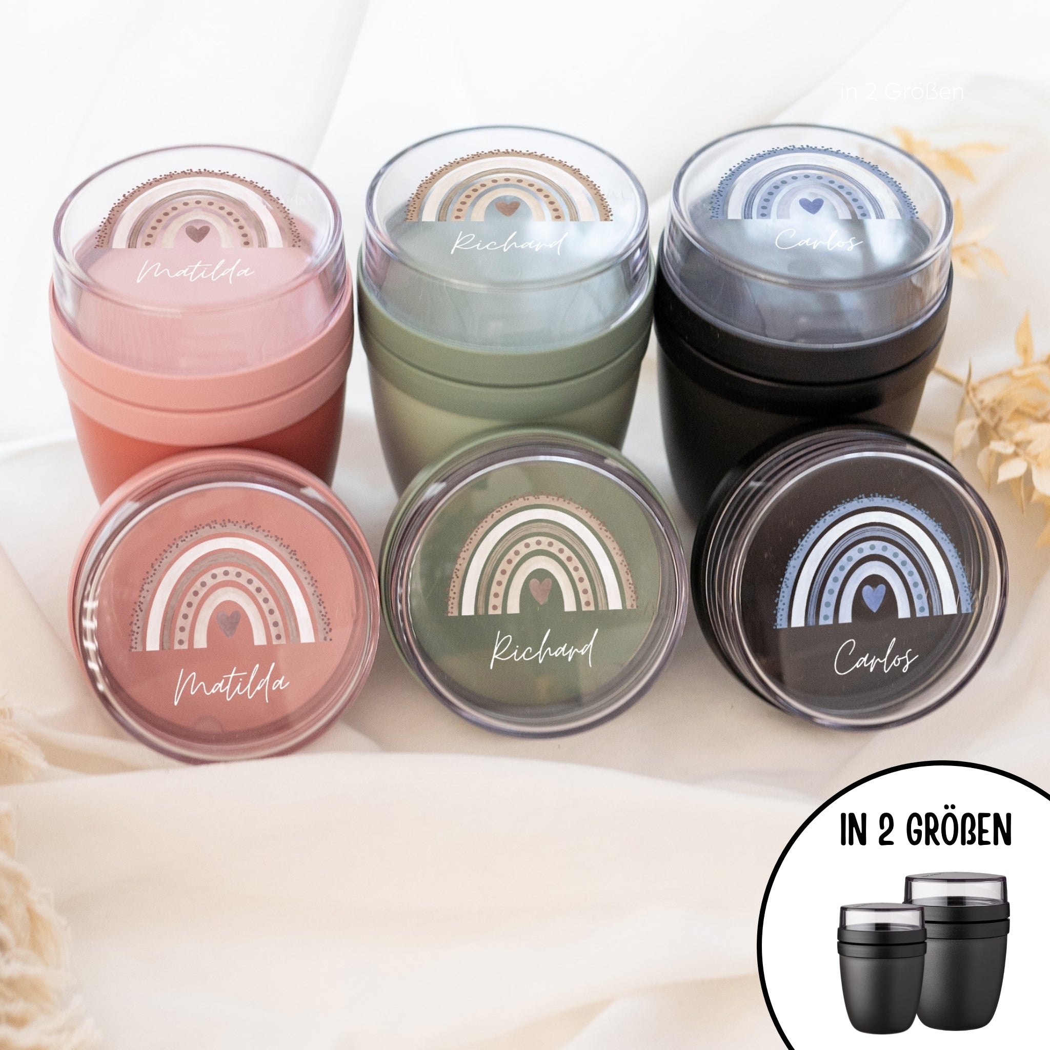 MEPAL Müslibecher personalisiert - Regenbogen Punkte Aquarell