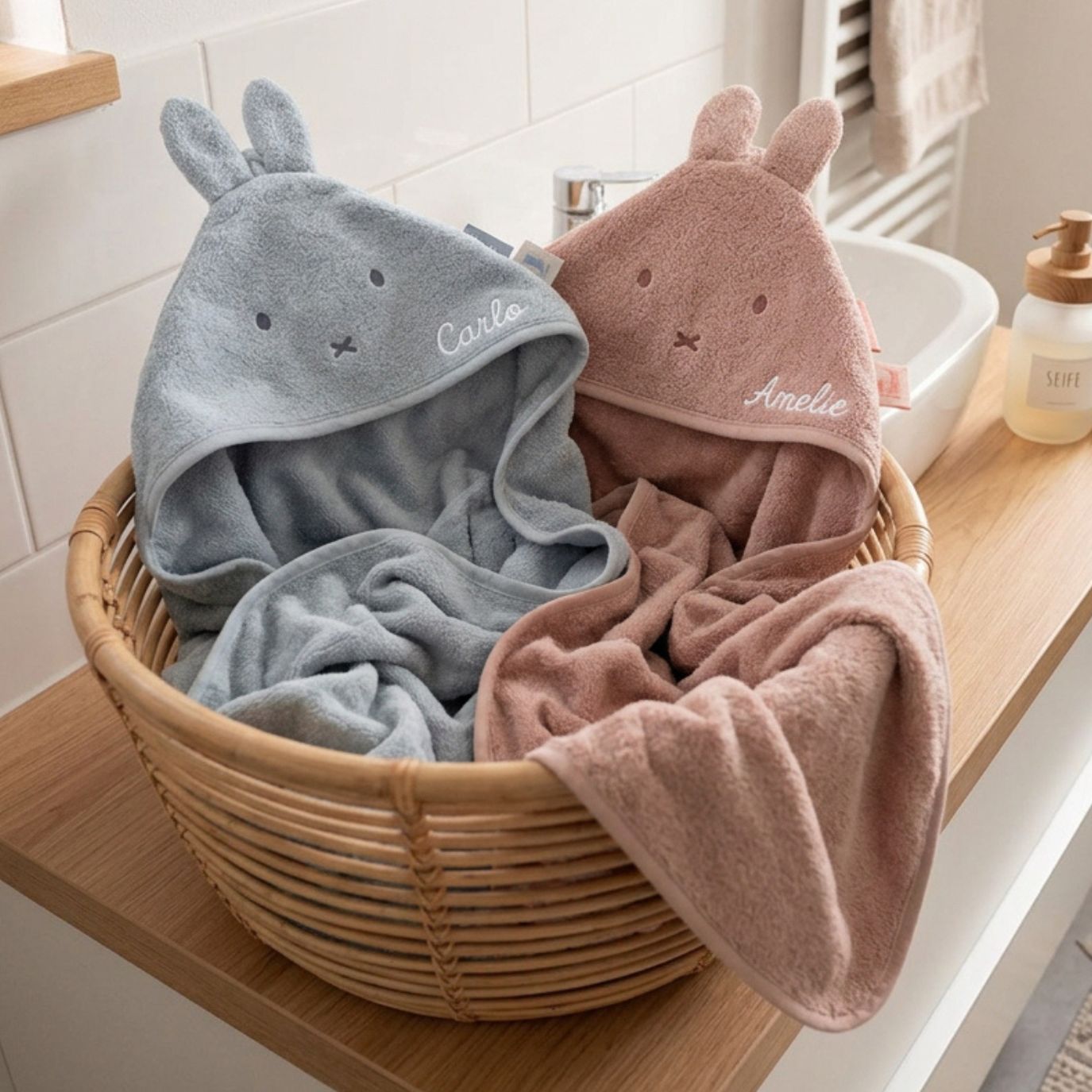JOLLEIN Baby Kapuzenhandtuch Frottee personalisiert - Miffy