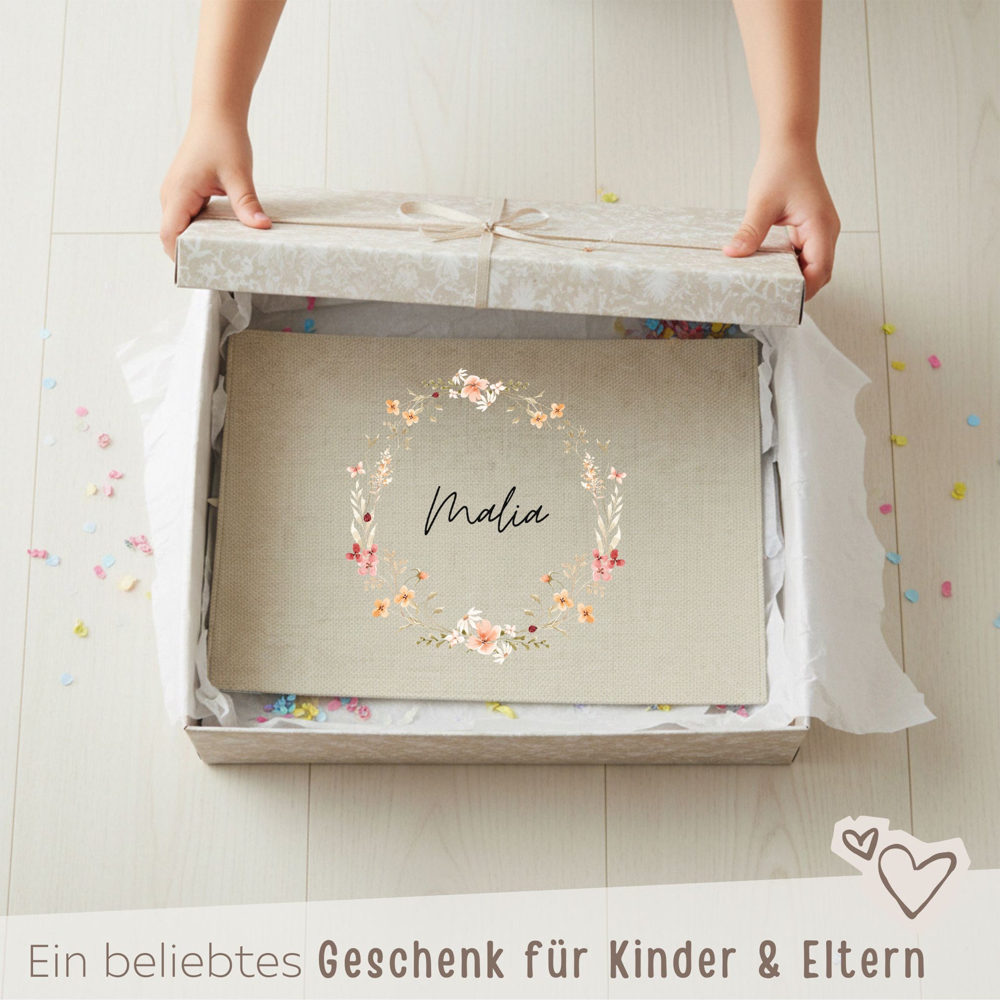 Platzdeckchen personalisiert - Blumenkranz Aquarell