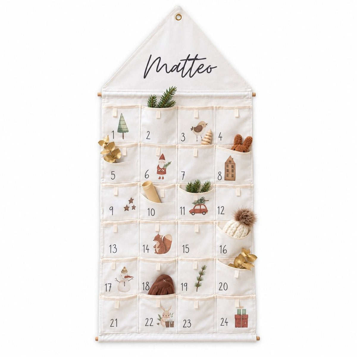 Stoff Adventskalender Haus personalisiert - Neutral