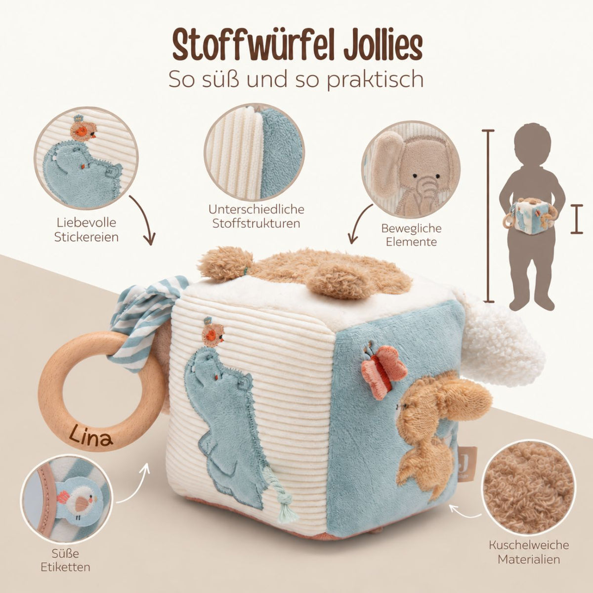JOLLEIN Activity Stoffwürfel personalisiert - Jollies