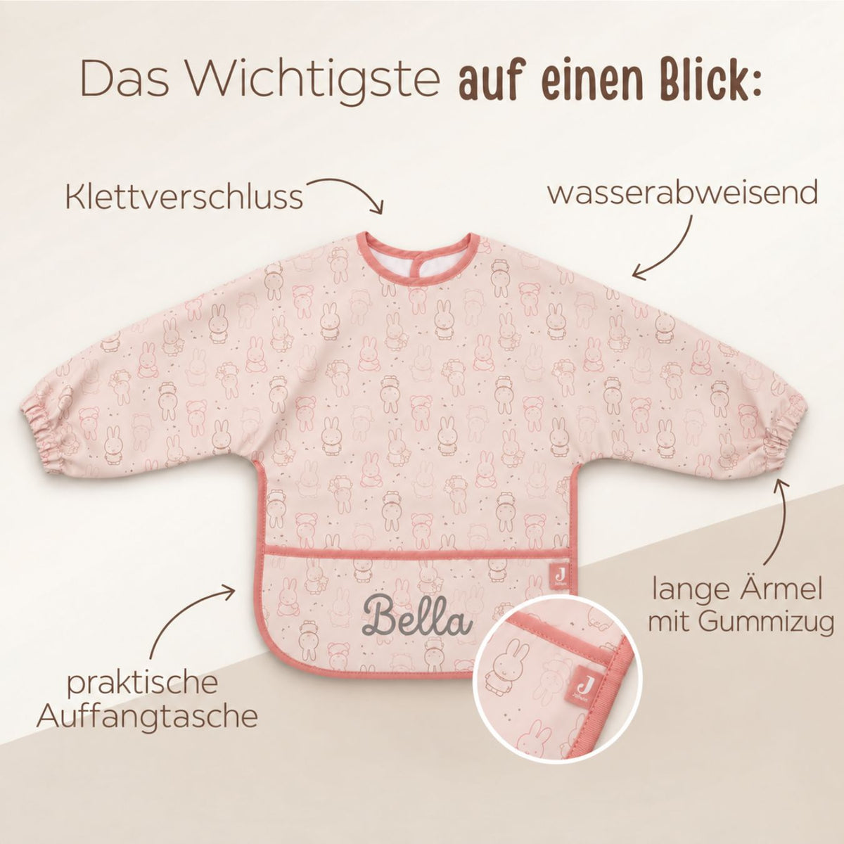JOLLEIN Lätzchen mit Ärmeln personalisiert - Miffy