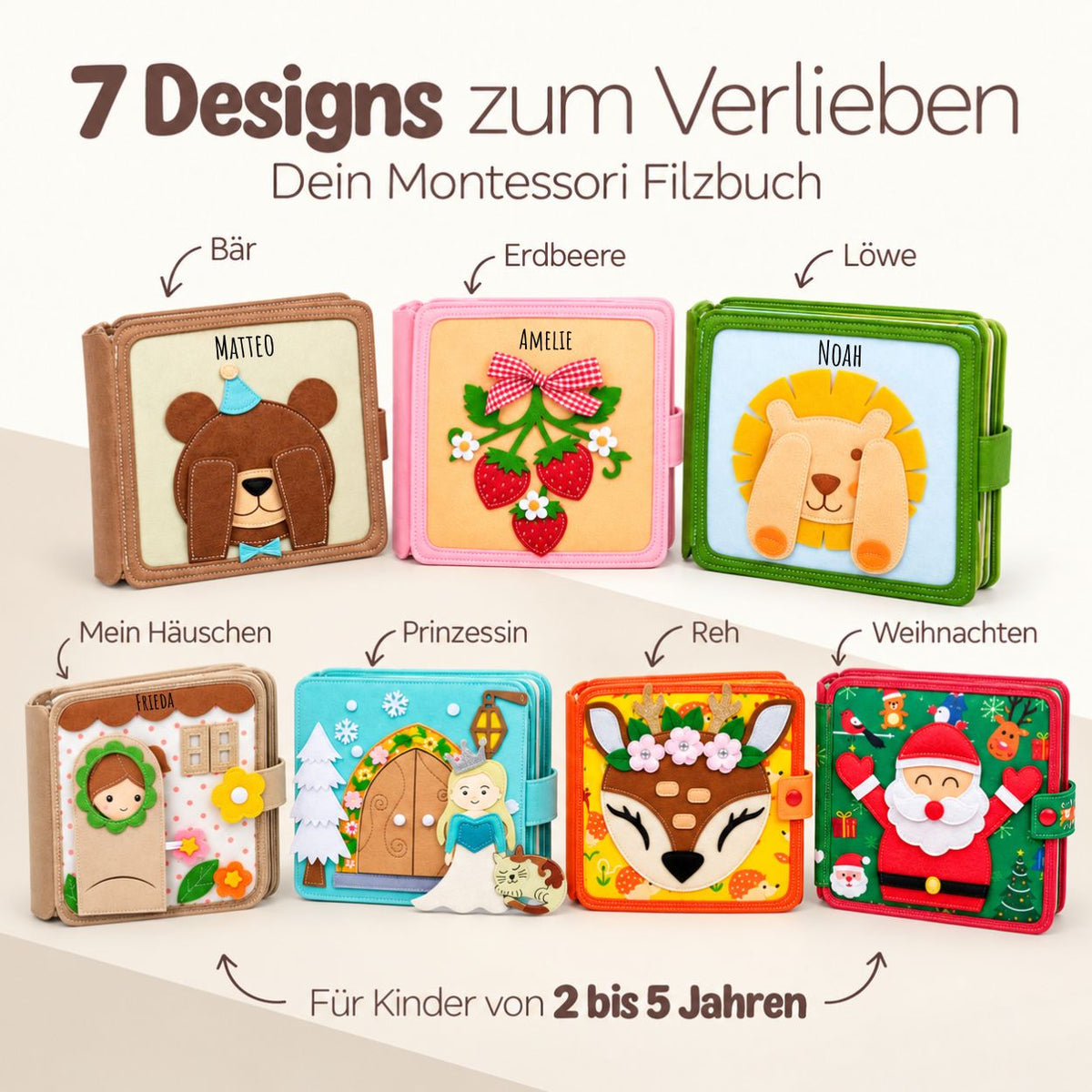 Montessori Beschäftigungsbuch aus Filz personalisiert