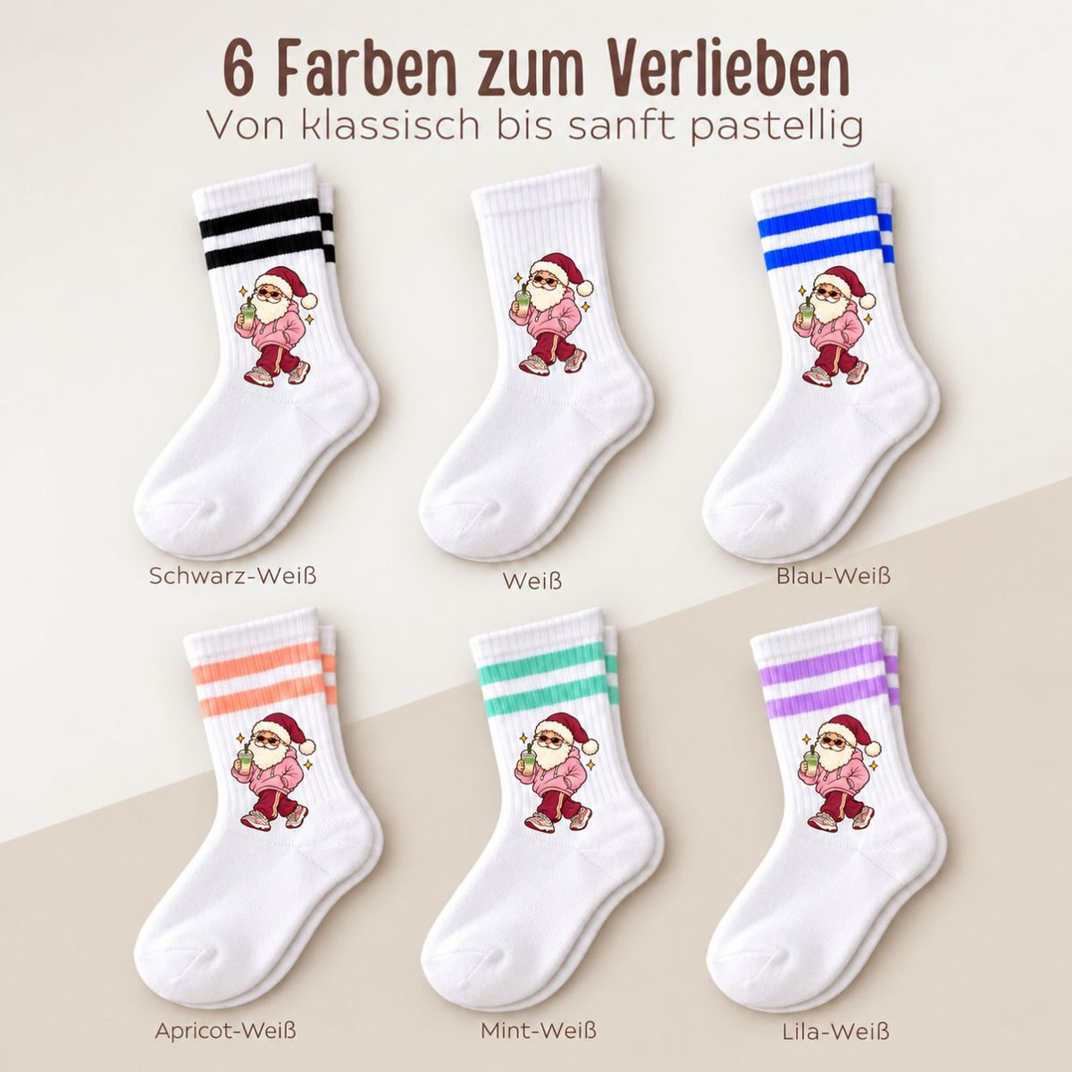 Tennissocken - Weihnachtsmann mit Matcha