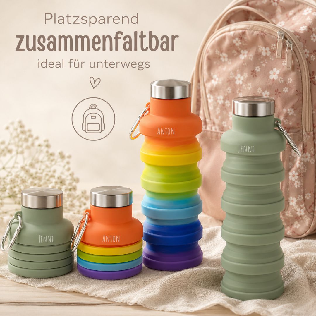 Faltbare Silikon Wasserflasche personalisiert